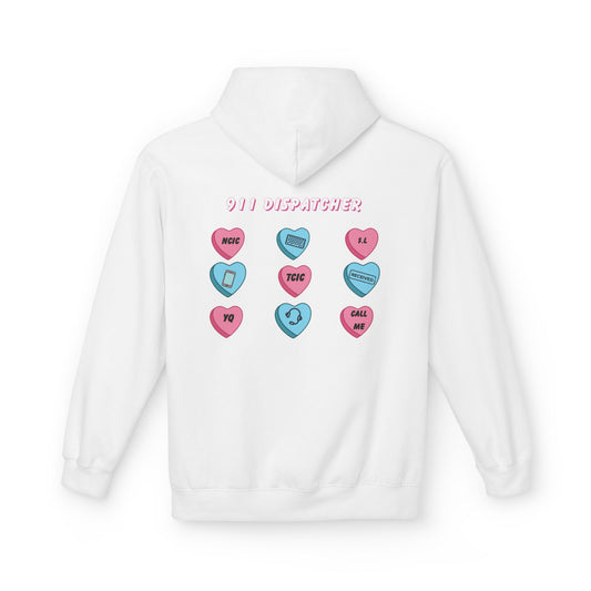 Conversation Heart Hoodie — Blue & Pink 'All Weather' Candy Heart Design