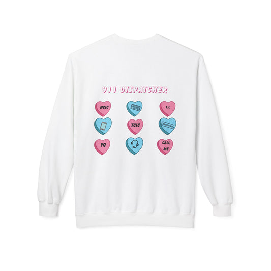 Crewneck Sweatshirt — '911 Dispatcher' Heart Candy Graphic