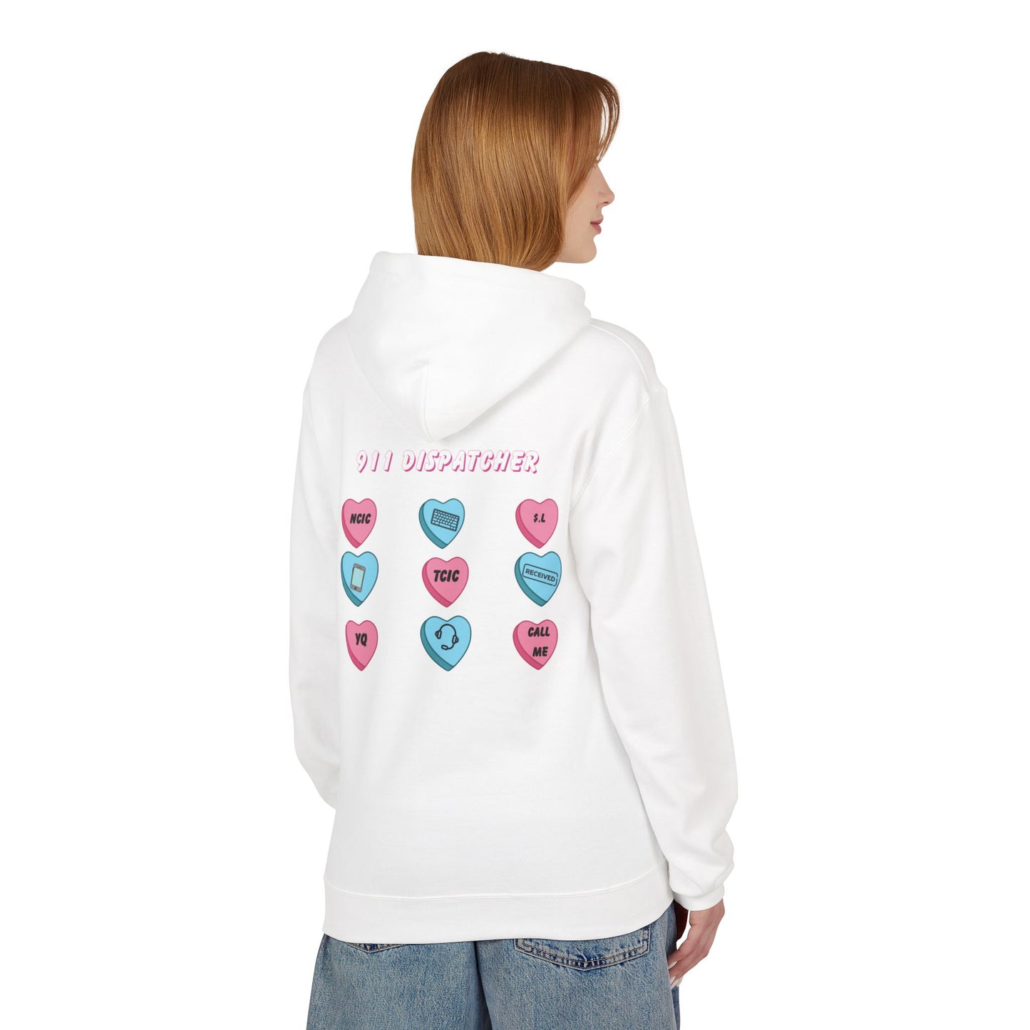 Hoodie — 911 Dispatcher Candy Hearts Graphic Hoodie