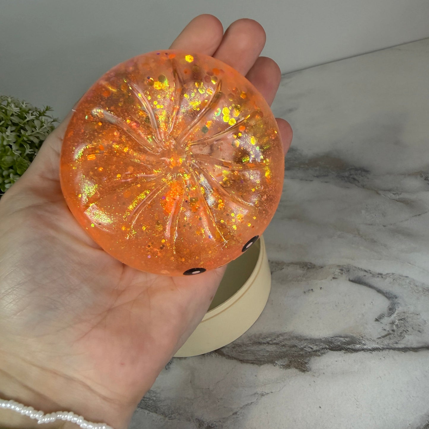 Squishy Toy - Viral Dumpling, Slow Rise Glitter #2 - Orange