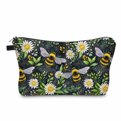 Pouch - Bees Daisy on Black