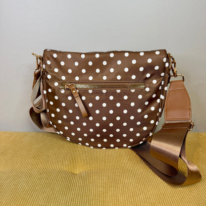 The Roni Nylon Crossbody - Chocolate Polkadot