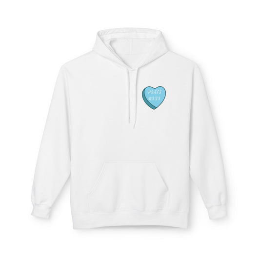 Conversation Heart Hoodie — Blue & Pink 'All Weather' Candy Heart Design