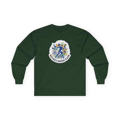 Running Club Crest Long Sleeve Tee — "Mother's Running Team" Graphic