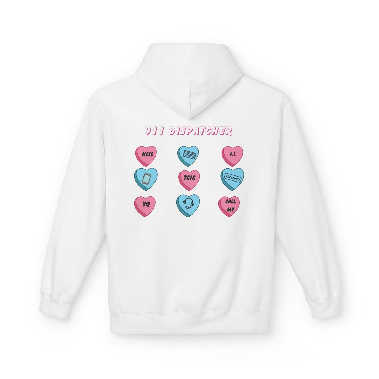 Hoodie — 911 Dispatcher Candy Hearts Graphic Hoodie