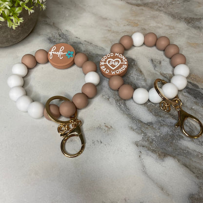 Silicone Bracelet Keychain - Mom Adult Fuck - Beige