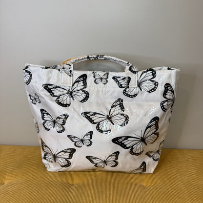 April Vinyl Tote Bag - Black + White Butterfly